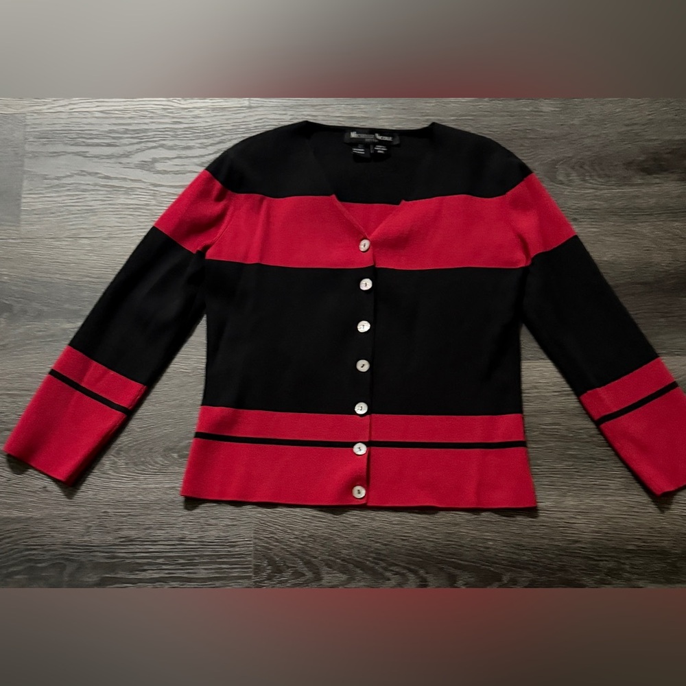 Michelle Nicole Red and Black Striped Top